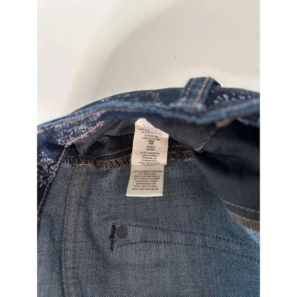 Free People Women's Silver City Foiled Flare Stretch Boho Blue Jeans Size 25 - Picture 6 of 6